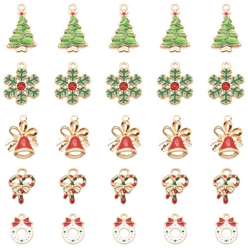 Zinc Alloy Enamel Pendants plated Christmas Design & DIY & with rhinestone Sold By Bag