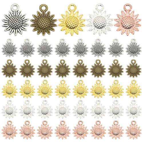 Zinc Alloy Flower Pendants Sunflower plated DIY Sold By Bag