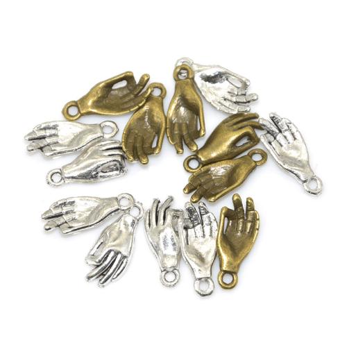 Cink ötvözet Hand Medálok, Kézi, galvanizált, DIY, több színt a választás, 17x7mm, 100PC-k/Bag, Által értékesített Bag