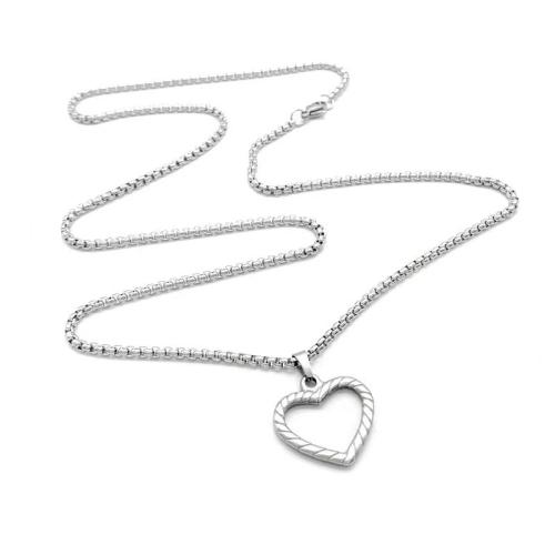 304 Stainless Steel Necklace Heart for woman & hollow original color Length Approx 23.6 Inch Sold By PC