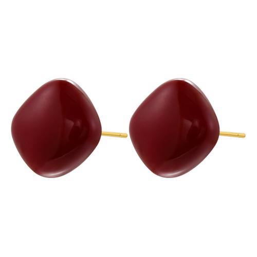 Messing Stud Earring, met Shell Pearl, Plein, gold plated, mode sieraden & voor vrouw, meer kleuren voor de keuze, 15x15.50mm, Verkocht door pair