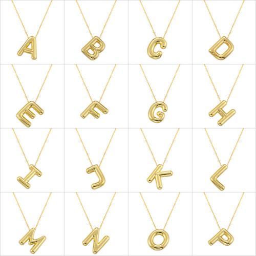 Brass Necklace Alphabet Letter plated & for woman Length Approx 20 Inch Sold By PC