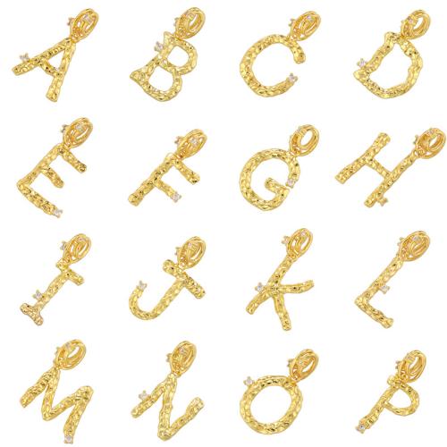 Cubic Zirconia Micro Pave Brass Pendant Alphabet Letter plated DIY & micro pave cubic zirconia Sold By PC