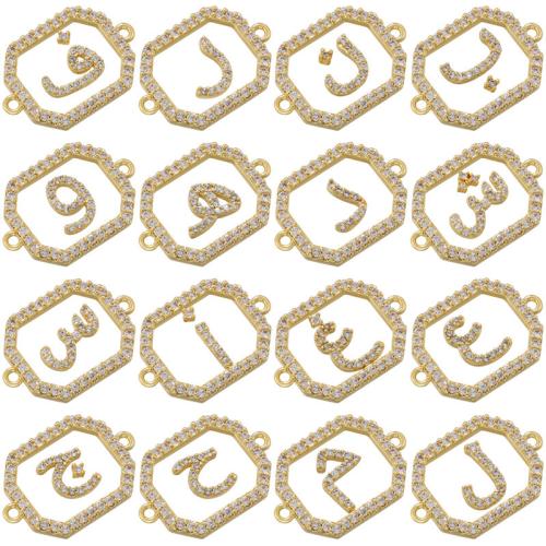 Cubic Zirconia Micro Pave Brass Connector Number plated DIY & micro pave cubic zirconia Sold By PC