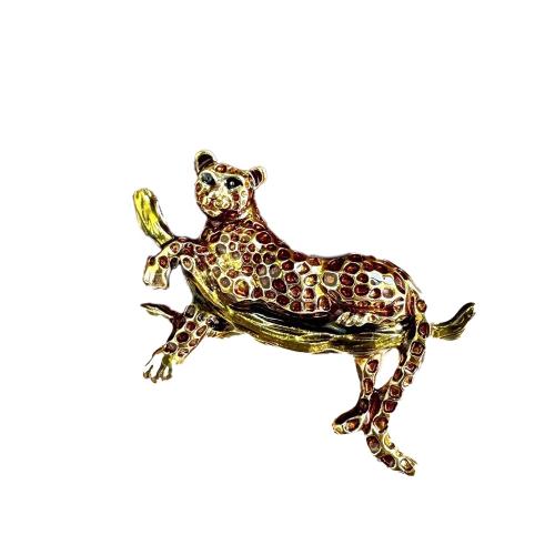 aleación de zinc broche, Leopardo, chapado en color dorado, Joyería & unisexo, 35x50mm, Vendido por UD