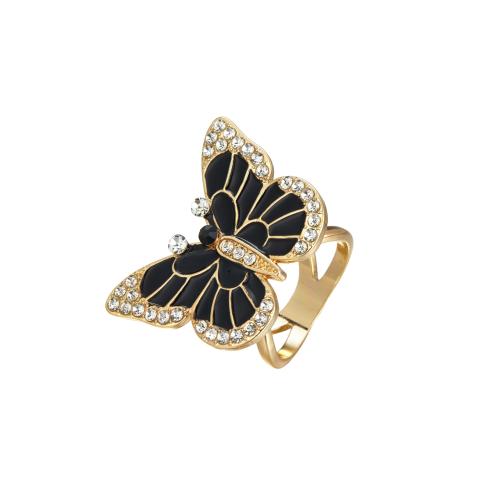 Zinc Alloy Tørklæde spænde, Butterfly, guldfarve belagt, for kvinde & emalje & med rhinestone, flere farver til valg, 21mm, Solgt af PC