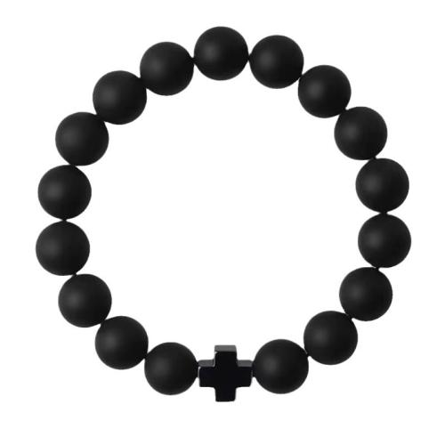 Obsidian Bracelet with Non Magnetic Hematite Unisex  Length Approx 6-8 Inch Sold By PC