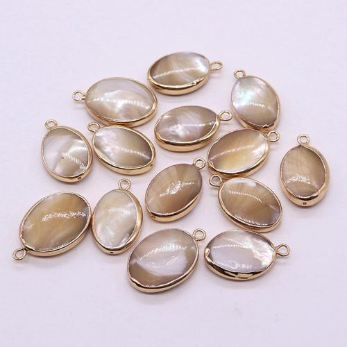 Shell Pendants Natural Seashell with Brass Oval gold color plated DIY mm Sold By PC