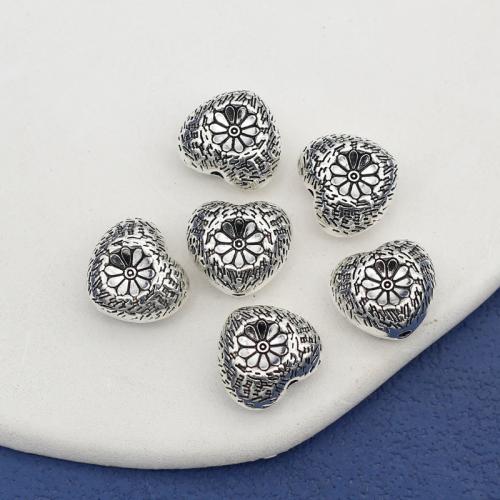 Zinklegering Heart Beads, Zinc Alloy, Hart, antiek zilver plated, DIY, nikkel, lood en cadmium vrij, 14x13x8mm, Gat:Ca 1.5mm, Ca 100pC's/Bag, Verkocht door Bag