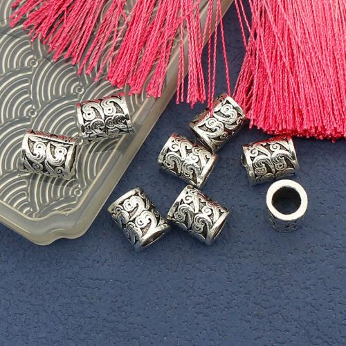 Zinc Alloy šperky Korálky, Zinek, Sloupec, starožitné barva postříbřená, DIY, nikl, olovo a kadmium zdarma, 13.50x7mm, Otvor:Cca 4mm, Cca 100PC/Bag, Prodáno By Bag