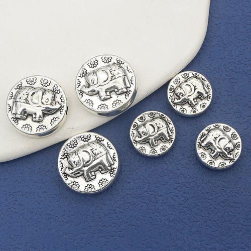 Zinc Alloy Jewelry Beads Flat Round antique silver color plated DIY nickel lead & cadmium free Approx Sold By Bag