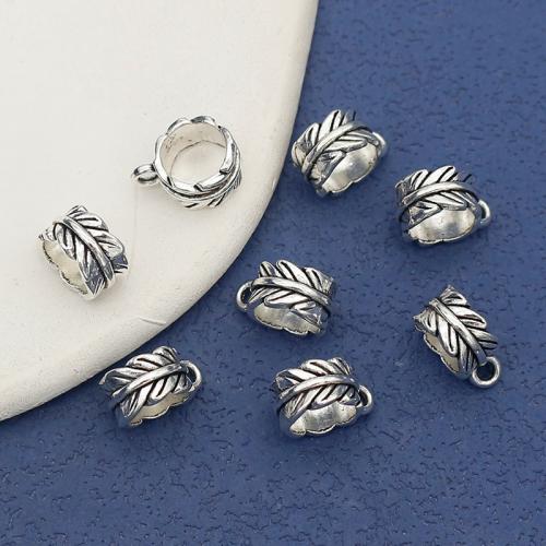 Zink legering Bail Beads, Zinc Alloy, Leaf, antik sølv farve forgyldt, du kan DIY, nikkel, bly & cadmium fri, 12x9mm, Ca. 100pc'er/Bag, Solgt af Bag