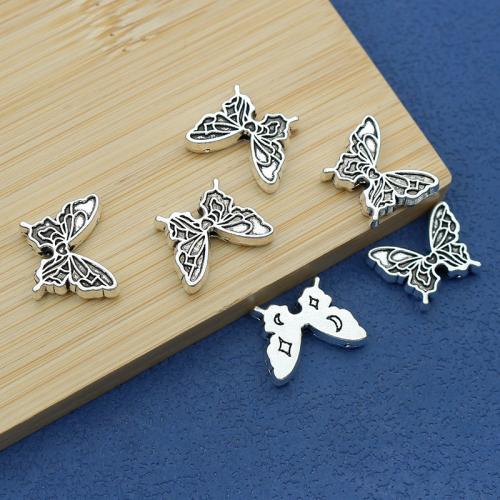 Contas de animais de liga de zinco, Borboleta, banho de cor prata antiga, DIY, níquel, chumbo e cádmio livre, 16.50x13x4mm, Buraco:Aprox 1.5mm, Aprox 100PCs/Bag, vendido por Bag