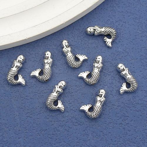 Zink Alloy Smycken Pärlor, Mermaid, antik silver pläterad, DIY, nickel, bly och kadmium gratis, 13x9x4mm, Ca 100PC/Bag, Säljs av Bag