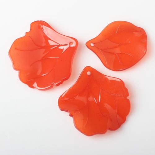 Resin Pendant Leaf DIY orange Approx Sold By Bag