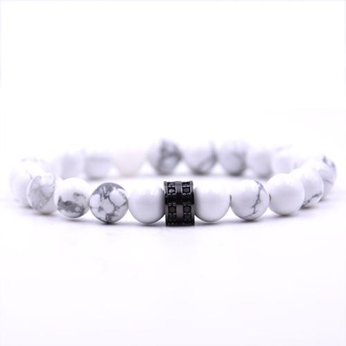 Befestiger Zirkonia Messing Armband, mit Lava, plattiert, verschiedenen Materialien für die Wahl & unisex & Micro pave Zirkonia, keine, frei von Nickel, Blei & Kadmium, 8mm, Länge 15 cm, verkauft von PC