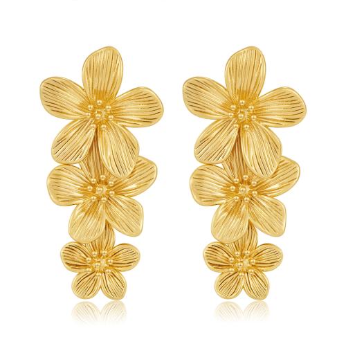 Stainless Steel Drop Earring, 304 Stainless Steel, gold color plated, fashion jewelry, golden, 25x52mm, Sold By Pair