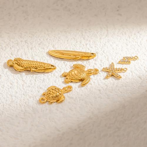 Stainless Steel Pendants 304 Stainless Steel gold color plated DIY & with rhinestone golden Sold By PC