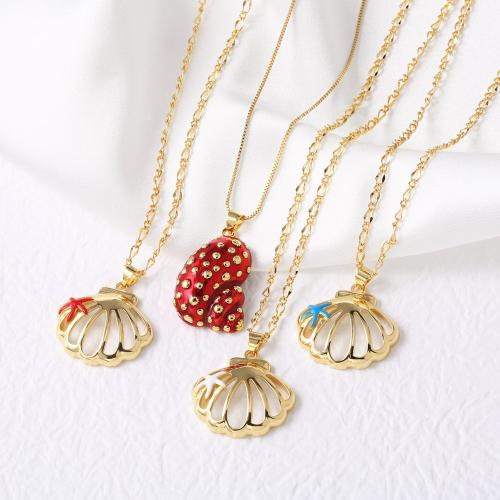 Brass Necklace gold color plated fashion jewelry & enamel nickel lead & cadmium free Sold By PC