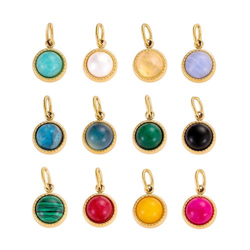 Stainless Steel Pendants 304 Stainless Steel with Stone gold color plated DIY Sold By PC