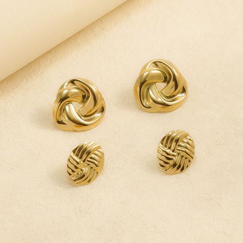 Stainless Steel Stud Earrings 304 Stainless Steel 18K gold plated fashion jewelry & for woman Sold By Pair