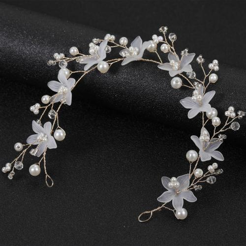 Headband Plastic Pearl with brass wire & Crystal handmade fashion jewelry & for woman 350mm Sold By PC