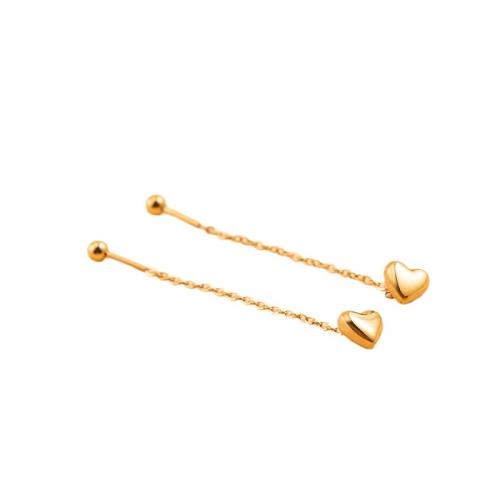 304 Stainless Steel Thread Through Earrings Heart 18K gold plated fashion jewelry & for woman Sold By Pair