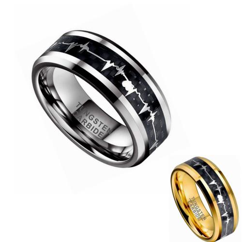 Stainless Steel Finger Ring 304 Stainless Steel with Carbon Fibre fashion jewelry & Unisex mm Sold By PC