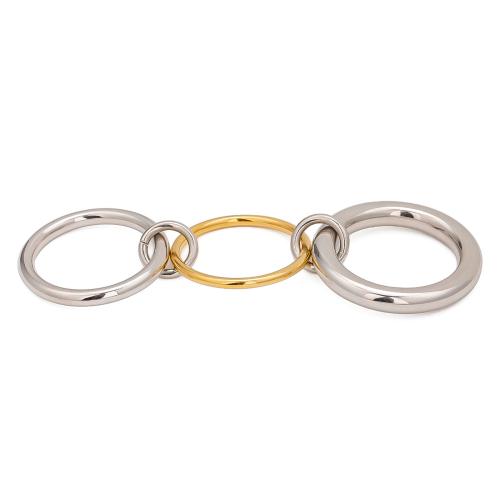 Stainless Steel Finger Ring 304 Stainless Steel plated three layers & for woman & two tone US Ring Sold By PC