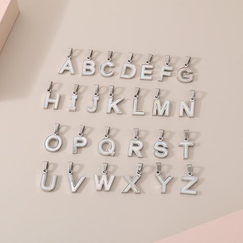 Stainless Steel Letter Pendants 304 Stainless Steel with Shell Vacuum Ion Plating letters are from A to Z & DIY Sold By PC