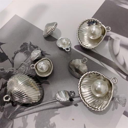 Zinc Alloy Pendants with Plastic Pearl plated DIY Sold By Bag