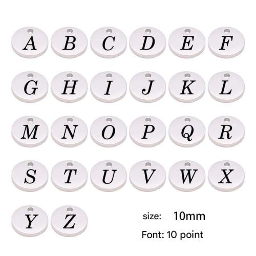 Titanium Steel Pendants Vacuum Ion Plating letters are from A to Z & DIY 10mm Sold By PC