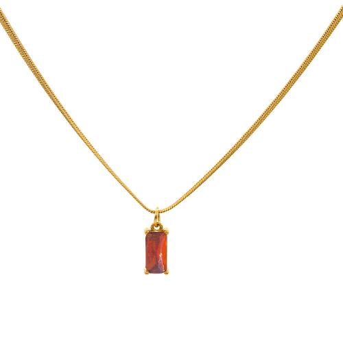 acero inoxidable 304 collar, Patrón Geométrico, chapado en color dorado, micro arcilla de zirconia cúbica & para mujer, Color aleatorio, longitud aproximado 15.7 Inch, Vendido por UD