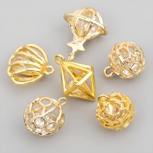 Cubic Zirconia Micro Pave Brass Pendant 14K gold plated DIY & micro pave cubic zirconia Sold By PC