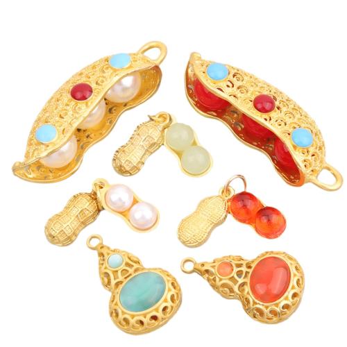 Brass Jewelry Pendants with Resin matte gold color plated DIY Sold By PC