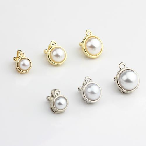 Zinc Alloy Earring Findings with Plastic Pearl plated DIY nickel lead & cadmium free Approx Sold By Bag