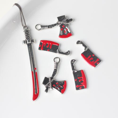 Zinc Alloy Enamel Pendants Sword silver color plated DIY nickel lead & cadmium free Approx Sold By Bag