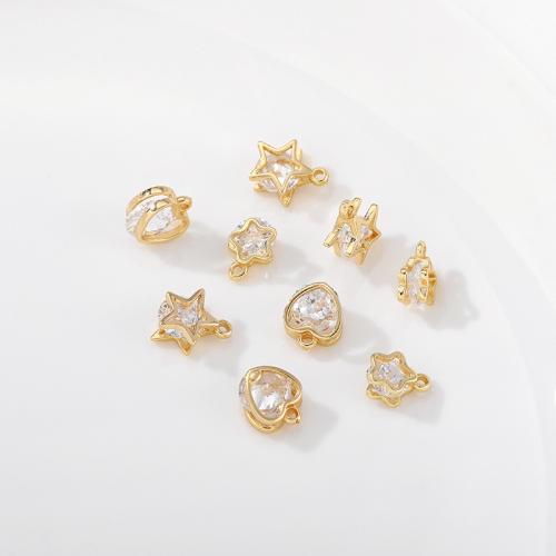 Zinc Alloy Pendants with Cubic Zirconia gold color plated DIY Sold By PC