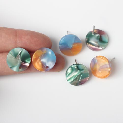 Resin Earring Stud Component Flat Round DIY Sold By Bag