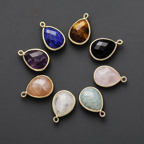 Gemstone Pendants Jewelry Natural Stone Teardrop gold color plated DIY nickel lead & cadmium free Sold By PC