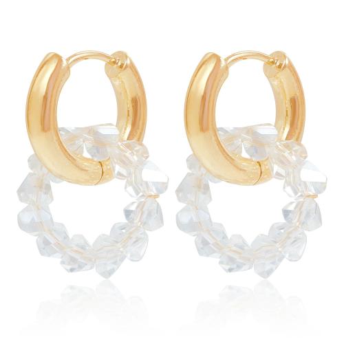 Zinc Alloy Drop Earrings with Glass plated fashion jewelry & for woman & hollow Sold By Pair