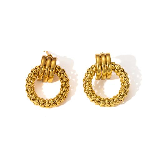 Roestvrij staal Stud Earrings, 304 roestvrij staal, gold plated, mode sieraden & voor vrouw & hol, Verkocht door pair