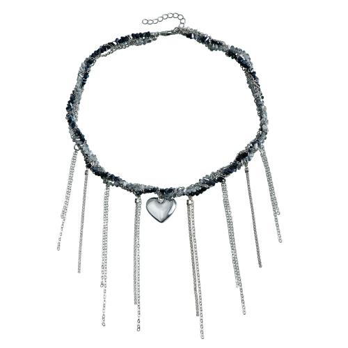 Zinc Alloy Jewelry Necklace with Crystal plated fashion jewelry & multilayer & for woman original color Sold By PC