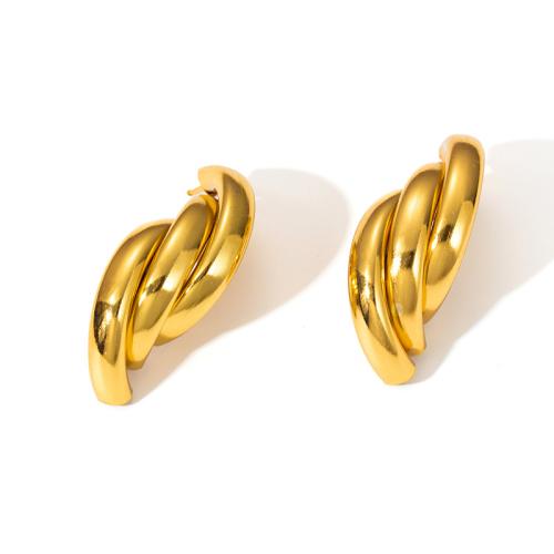 Stainless Steel Stud Earrings 304 Stainless Steel fashion jewelry & for woman golden Sold By Pair