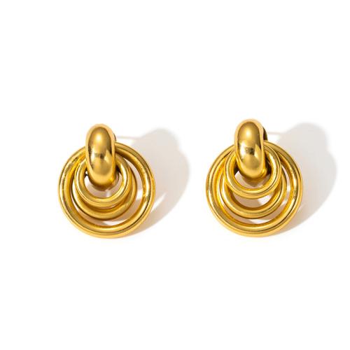 Stainless Steel Drop Earring 304 Stainless Steel plated fashion jewelry & for woman & hollow golden Sold By Pair