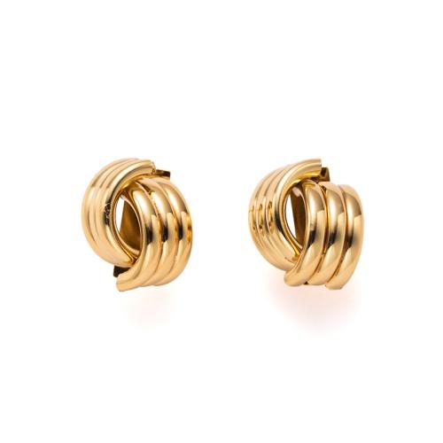 Stainless Steel Stud Earrings 304 Stainless Steel plated fashion jewelry & for woman & hollow golden Sold By Pair