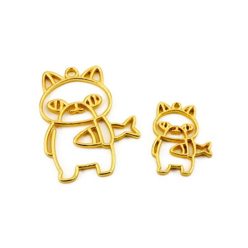 Zinc Alloy Animal Pendler, Cat, forgyldt, du kan DIY, flere farver til valg, 100pc'er/Bag, Solgt af Bag