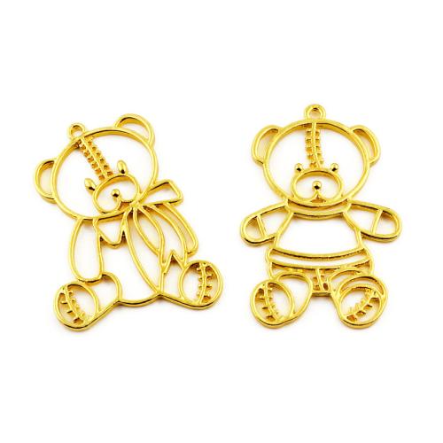 Zinc Alloy Animal Pendants Bear plated DIY Sold By Bag