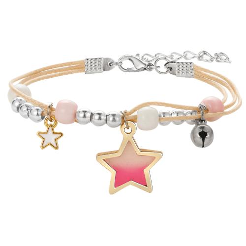 Zinc Alloy Bracelet with Wax Cord & Acrylic with 1.8inch extender chain multilayer & for woman Length Approx 6.7 Inch Sold By PC