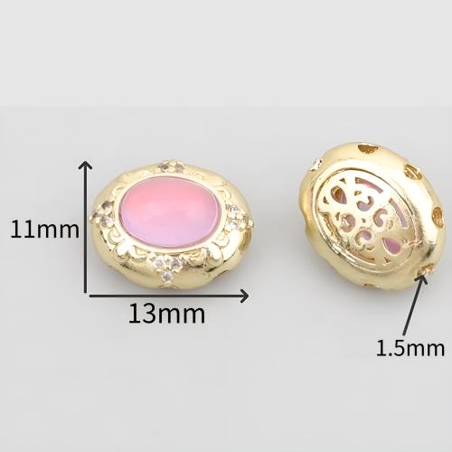 Brass Spacer Beads with Resin matte gold color plated DIY & with rhinestone Sold By PC